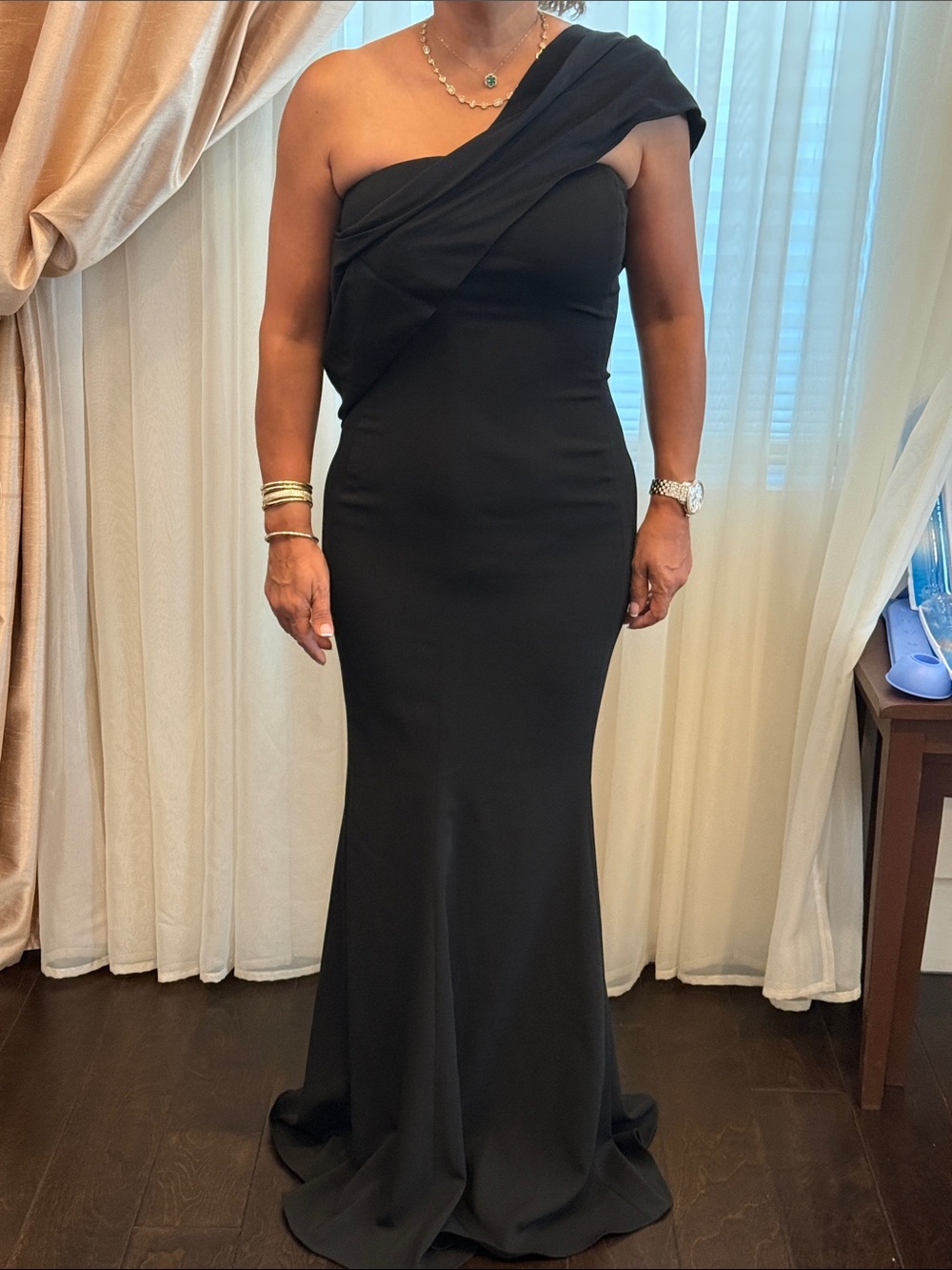 JAYGODFREY Black One-Shoulder Evening Gown